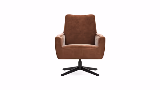 Drehsessel Matina - Größe M, Leder&Stoff, Cognac, Kupfer