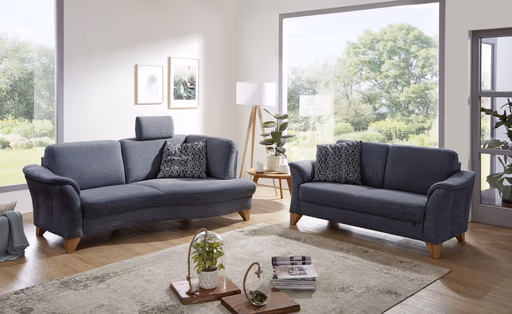 Sofa - 3-Sitzer mit geschwungener Sitzfläche, Stoff, Anthrazit