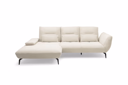 Ecksofa PAYTON - Ecke links, 2-Sitzer inkl. Rückenneigung, Armteilverstellung, Stoff, Creme