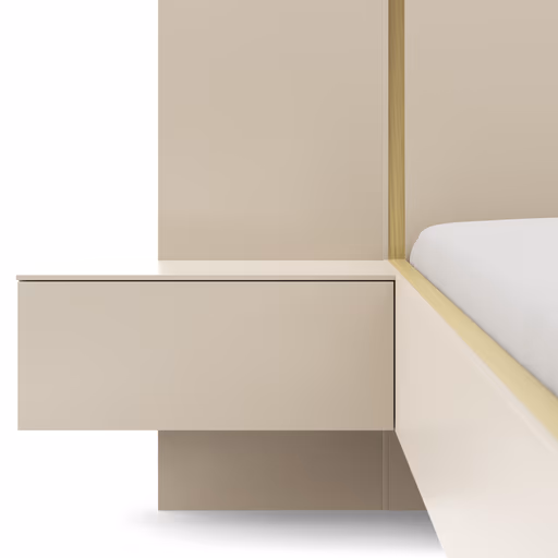 Bettanlage Matera - Lack, Creme, Absetzung, Eiche Milk