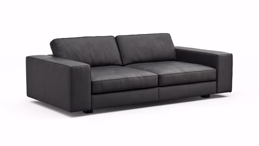Sofa Aprino 1 - 3,5-Sitzer XL, Dickleder, Schwarz, Armlehne Block breit
