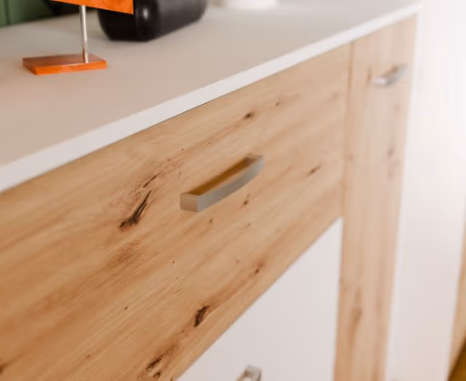 Kommode FILIPO- Weiß, Eiche Dekor