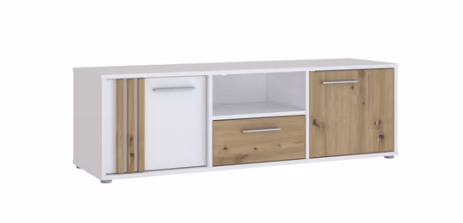 TV-Board- Weiß, Eiche Dekor