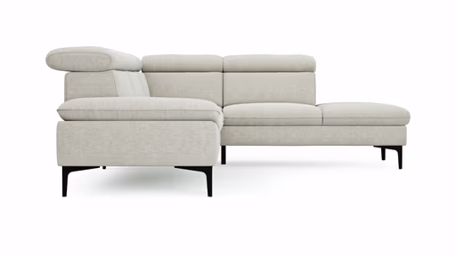 Ecksofa Felipa - 2,5-Sitzer mit Ecke rechts inkl. Kopfteil verstellbar, Stoff, Natur