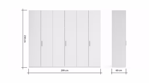 Drehtürenschrank Viana - B. ca. 299 cm, Lack, Weiß