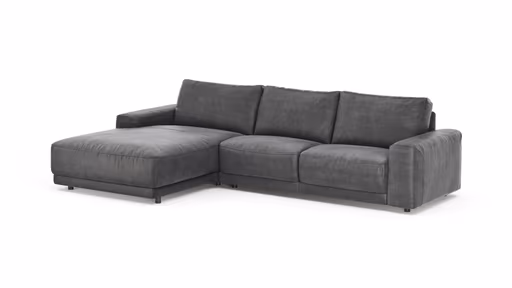 Ecksofa Balok - Longchair groß links mit 2,5-Sitzer, Stoff, Anthrazit