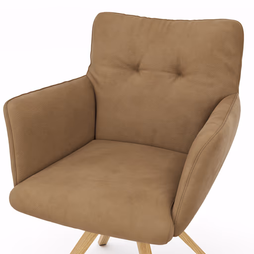 Armlehnstuhl Nashville - drehbar, Leder, Braun