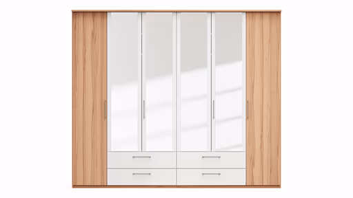 Drehtürenschrank Viana - B. ca. 270 cm, Furnier, Kernbuche, Weiß