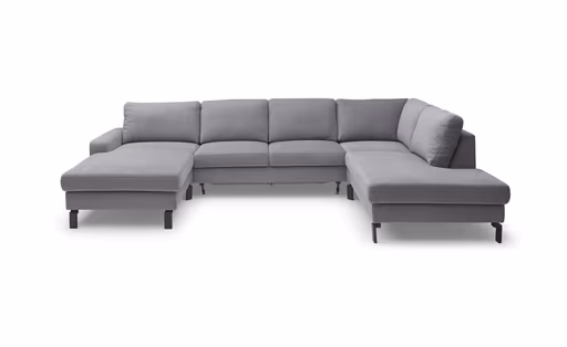 Wohnlandschaft CALM - inkl. Schlaffunktion, Ecke rechts, Microfaser, Grau