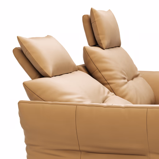 Sofa Bahia - 2-Sitzer inkl. Kopfstütze/ Armlehne verstellbar und Relaxfunktion (motorisch), Leder, Kurkuma