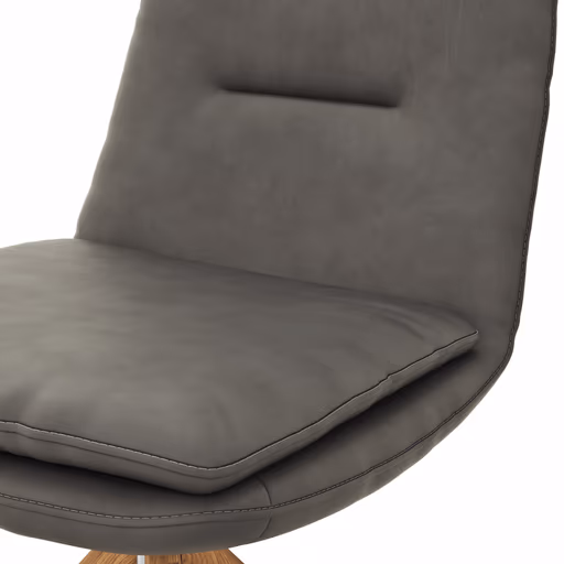Polsterstuhl Macano - drehbar, Leder, Grau