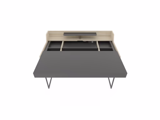 Schreibtisch - Eiche, Milk, Lack, Dunkelgrau