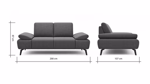 Sofa Theodor – 2-Sitzer inkl. Armlehne/Sitztiefe verstellbar, Stoff, Beige