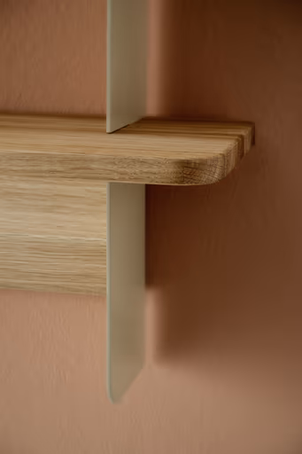 Wandregal Olai - Wildeiche massiv, Metall, Beige