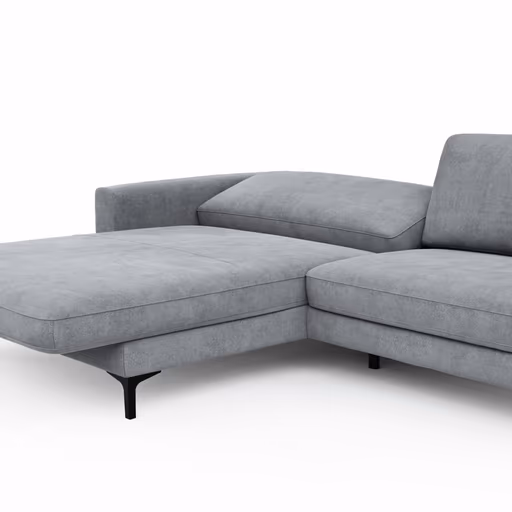 Ecksofa Oviedo - Longchair links mit 1,5-Sitzer inkl. Relaxfunktion (motorisch), Stoff, Grau