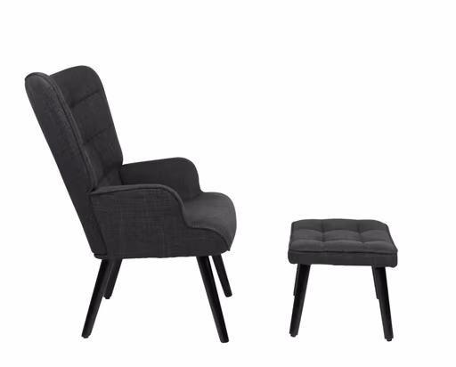 Sessel mit Hocker - Stoff, Anthrazit