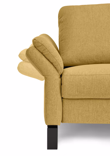 Ecksofa CALM PREMIUM 2.0 - Longchair links mit 3-Sitzer, Relaxfunktion motorisch, Armlehne verstellbar, Stoff, Kurkuma