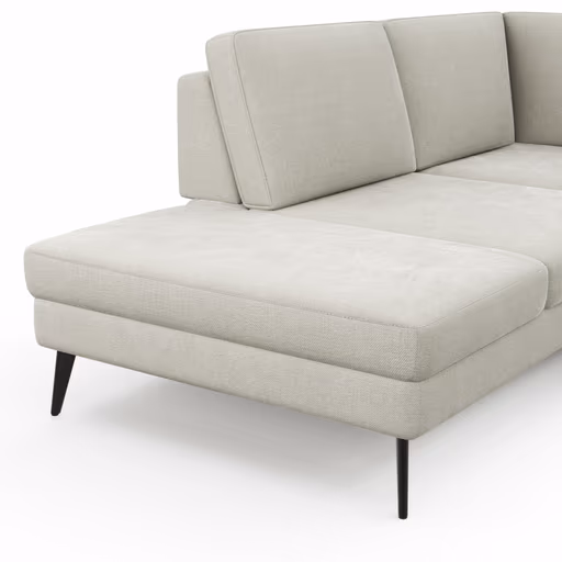 Ecksofa Houston - 1-Sitzer mit Abschlussteil links, Eckelement und 2,5-Sitzer rechts, inkl. Sitztiefenverstellung und Armlehne klappbar, Stoff, Natur