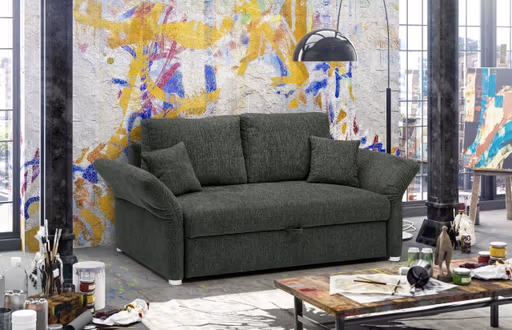 Sofa JORDEN - 2,5-Sitzer, inkl. Schlaffunktion, verstellbare Armlehnen, Stoff, Dunkelgrün