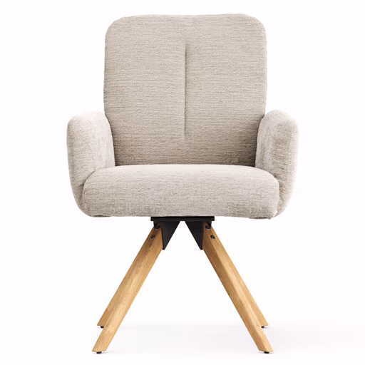 Armlehnstuhl Evania - Dreh und Relax-Funktion, niedriger Rücken, Stoff, Ecru