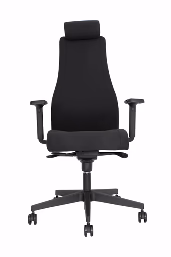 Chefsessel - mit Ergo-Rückenpolsterung und 3D-Armlehnen, Stoff, Schwarz