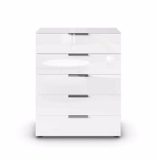 Kommode RIPP- Eiche Dekor, Glas, Weiß