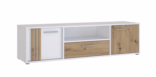 TV-Board FLORISS- Weiß, Eiche Dekor