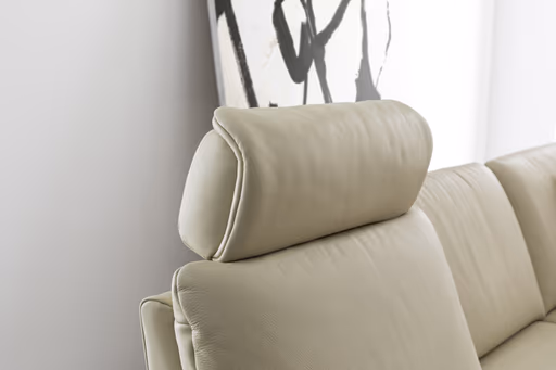 Ecksofa Collina - 2,5-Sitzer, Longchair rechts, inklusive Kopfstütze, Leder, Ecru