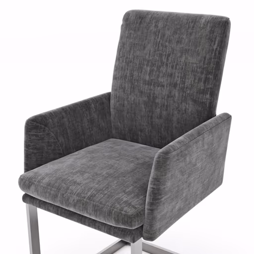 Freischwinger Valloni, Armlehne, Stoff, Dunkelgrau