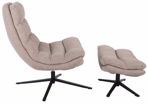 Relaxsessel mit Hocker - drehbar, Webstoff, Sand