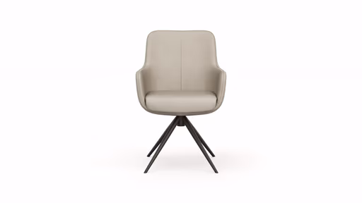 Armlehnstuhl Mis - Leder, Graubraun, Gestell, Schwarz