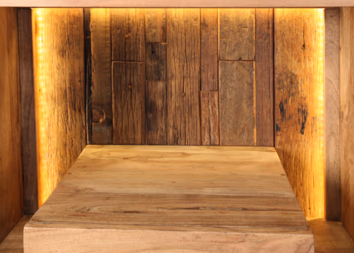 Highboard - mit Beleuchtung, B ca. 72 cm, Akazie massiv