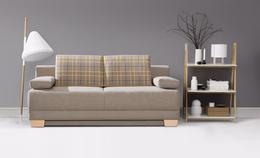 Querschläfer - Schlaffunktion mit Bettkasten, Stoff, Taupe