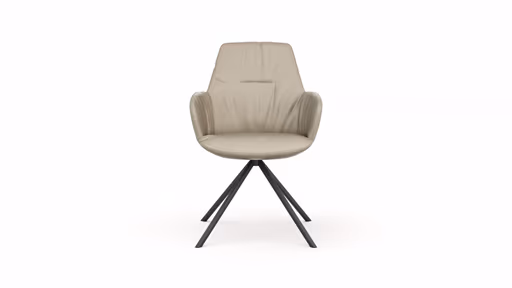 Armlehnstuhl Pegara - Leder, Graubraun