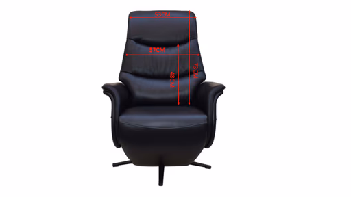 TV-Sessel MAREK - drehbar, Relaxfunktion, Kopfteilverstellung, Leder, Schwarz