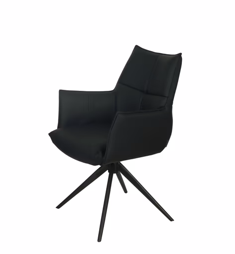 Armlehnstuhl MELE - drehbar, Leder, Schwarz