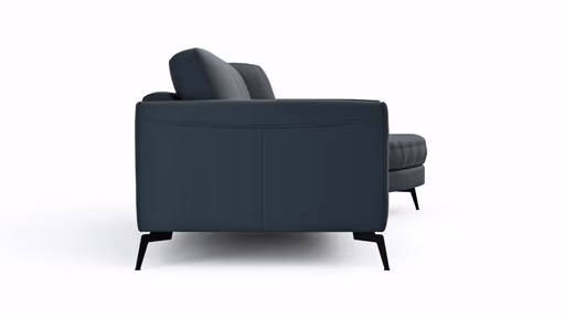 Ecksofa Oviedo - 2-Sitzer mit Ecke rechts, Leder, Dunkelblau