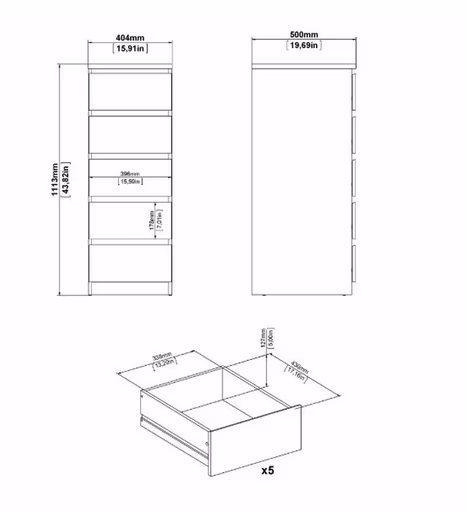 Kommode - B ca. 41 cm, Schwarz