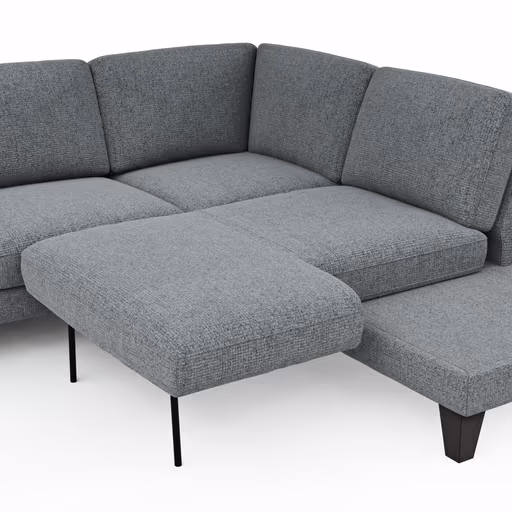 Ecksofa Oviedo - 2,5-Sitzer mit Ecke rechts inkl. Drehsitz, Stoff, Grau