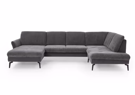 Wohnlandschaft - Longchair links mit 2,5-Sitzer und Ecke rechts, Stoff Anthrazit