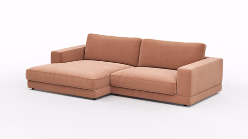 Ecksofa Juni - Longchair links mit 1,5-Sitzer, Stoff, Pfirsich
