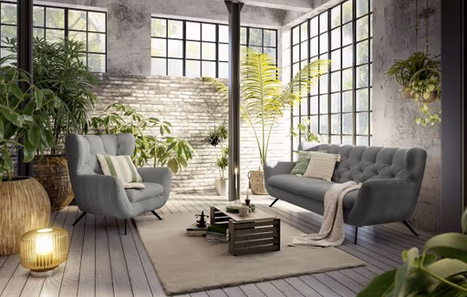 Sofa CHIRA - 3-Sitzer, Stoff, Grau