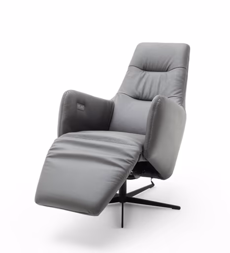Relaxsessel Rufus - inkl. Relaxfunktion (motorisch), Akku, Leder, Anthrazit
