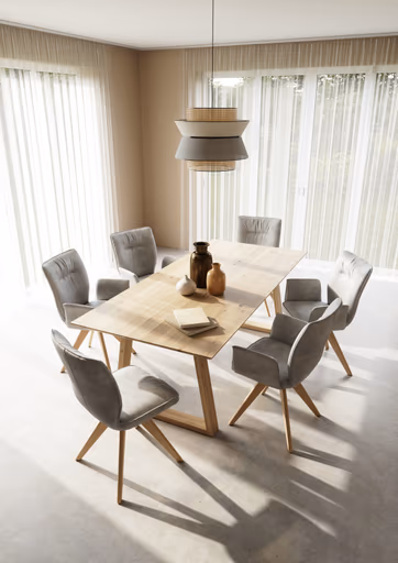 Esstisch Belfast - LB ca. 220x100 cm, Eiche massiv, Legno, Trapezgestell