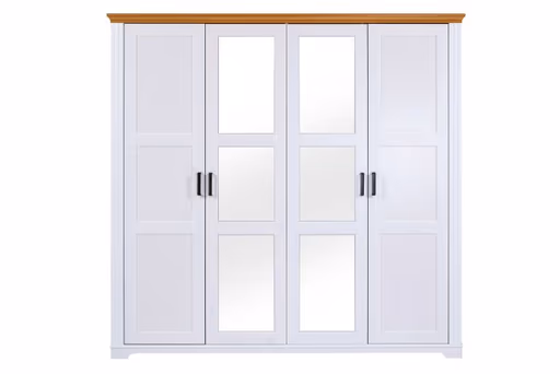 Drehtürenschrank - B ca. 215 cm, Weiß, Oak Colori