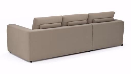 Ecksofa Stormy - Longchair links mit 2,5-Sitzer, Stoff, Graubeige
