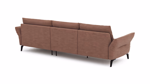 Ecksofa Bahia - 2,5-Sitzer mit Longchair rechts inkl. Armlehne verstellbar, Stoff, Kupfer