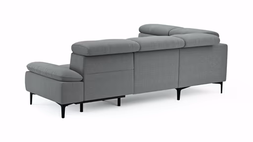 Ecksofa Felipa - Ecke links mit 2,5-Sitzer inkl. Armlehne verstellbar und Rückenlehne/Sitztiefe verstellbar (motorisch), Stoff, Grau