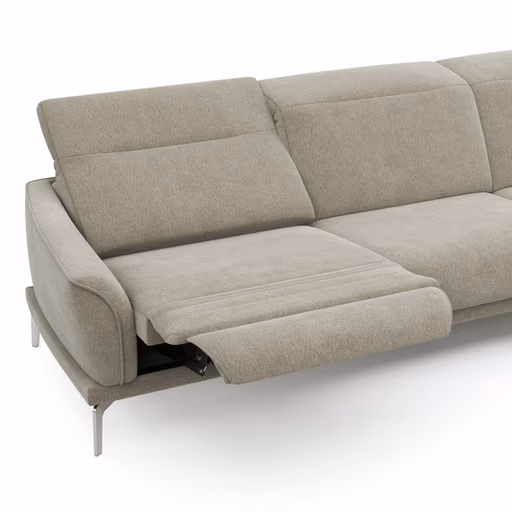 Ecksofa Amadena - 2-Sitzer mit Longchair rechts inkl. Relaxfunktion motorisch, Stoff, Limone