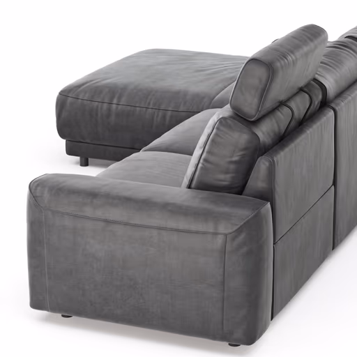 Ecksofa Balok - Longchair groß links mit 2,5-Sitzer, inkl. Relaxfunktion (motorisch) und Kopfstütze, Stoff, Anthrazit